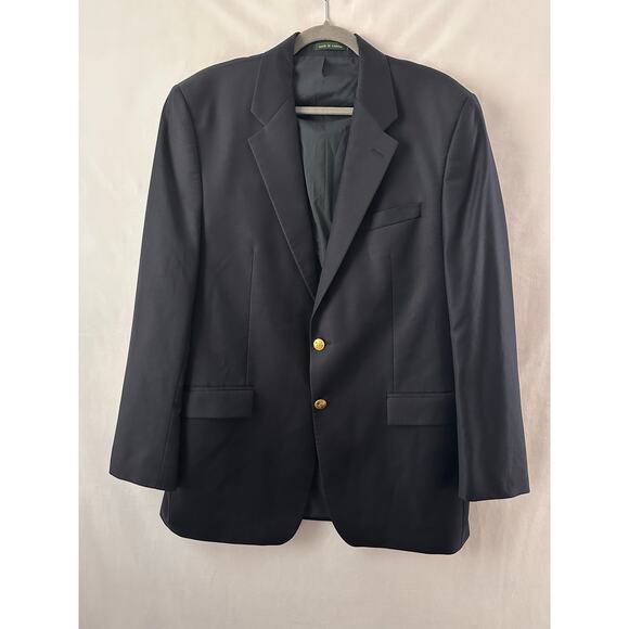 Lauren Ralph Lauren 100% Wool Blazer Sport Coat Navy Blue 2 Button Mens 42 L - Picture 1 of 8